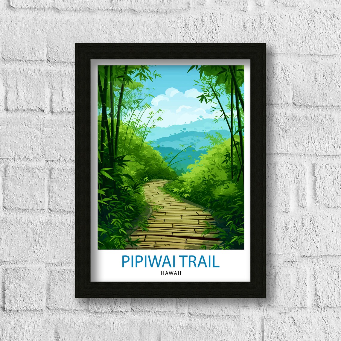 Pipiwai Trail Hawaii Bamboo Forest Boardwalk Jungle Hiking Travel Poster - Image 3