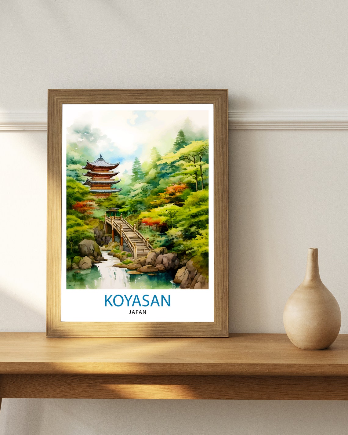 Koyasan Japan Travel Print Koyasan Wall Decor Koyasan Poster Japan Travel Prints Koyasan Art Print Koyasan Illustration Koyasan Wall Art - Image 2