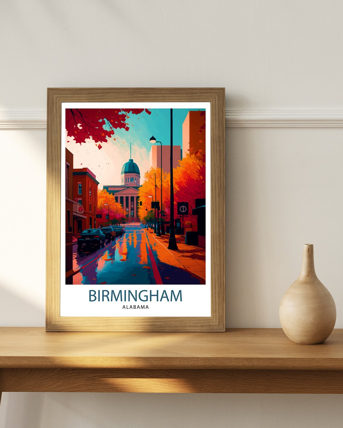 Birmingham Alabama Travel Poster, Cityscape Art Print - Image 3