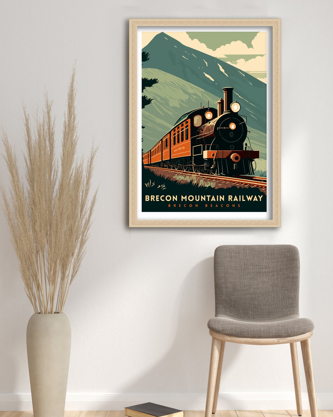 Brecon Mountain Railway Vintage Steam Train Welsh Hills Art Poster - Image 3