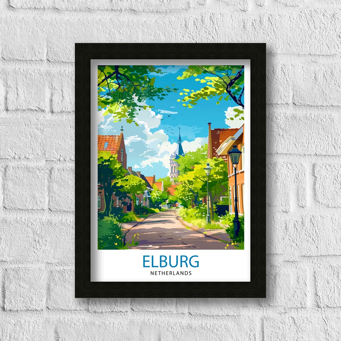 Elburg Netherlands Historic Town Street Church Tower Travel Poster - Image 2