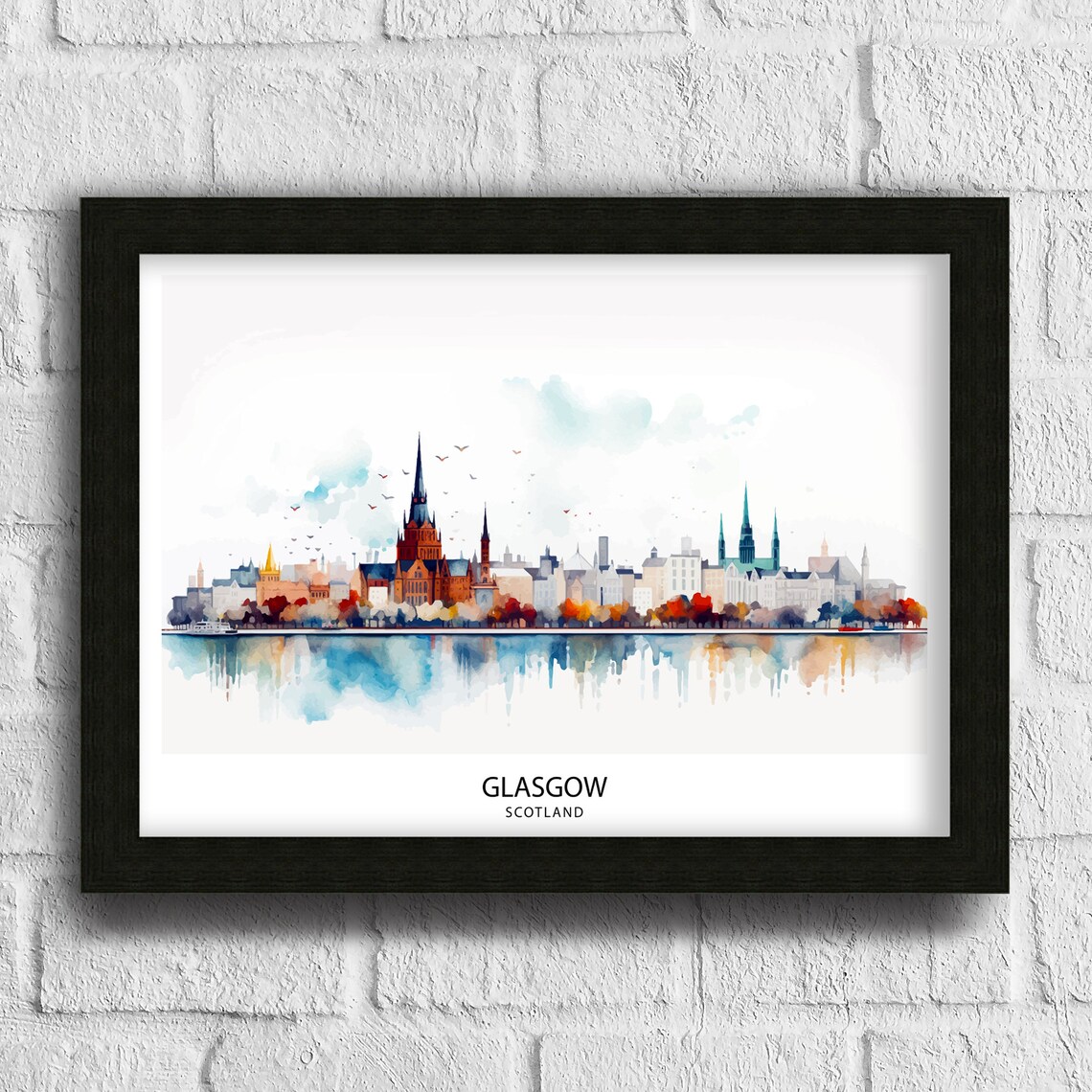 Glasgow Skyline Art Print, Scottish Cityscape Poster - Image 3