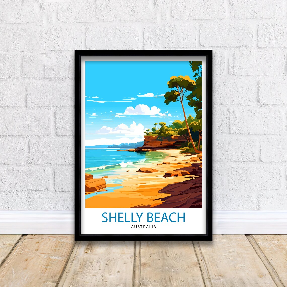 Shelly Beach Australia Rocky Cove Waves Coastal Retreat Poster - Image 2