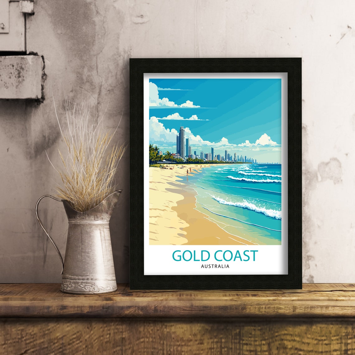 Gold Coast Australia Beach Skyline Turquoise Waves Travel Art Poster - Image 3