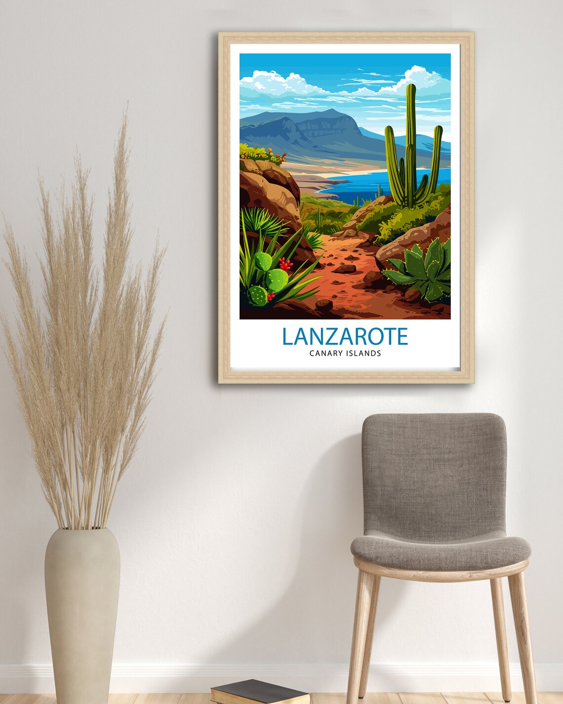 Lanzarote Canary Islands Desert Cactus Trail Travel Beautiful Poster - Image 2