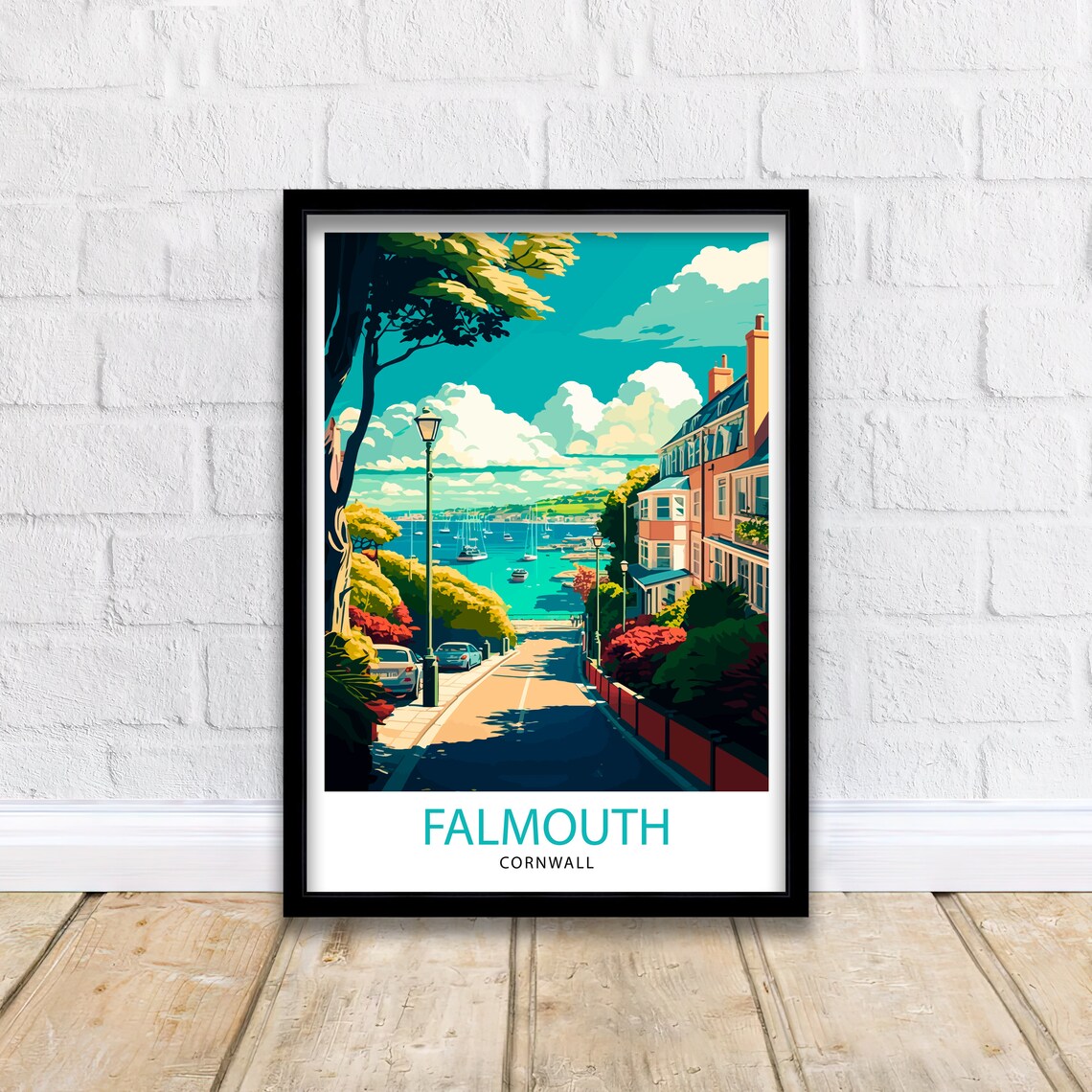 Falmouth Cornwall Travel Poster, Home Decor Print - Image 2