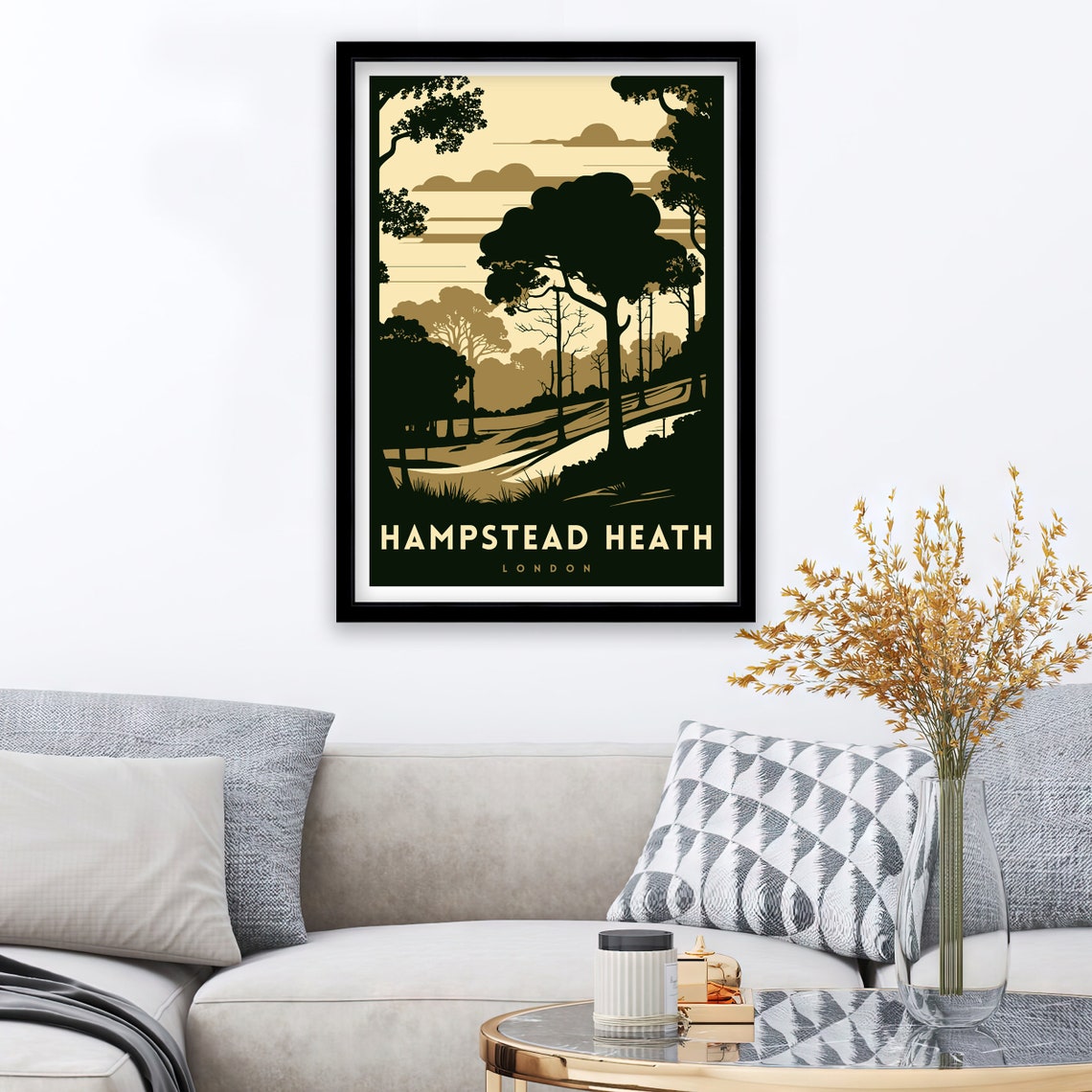 Hampstead Heath London Trees Minimalist Green Illustration Poster - Image 2