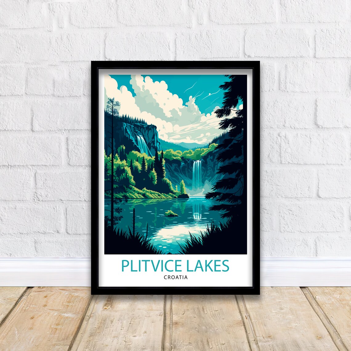 Plitvice Lakes National Park Illustration Travel Poster - Image 3