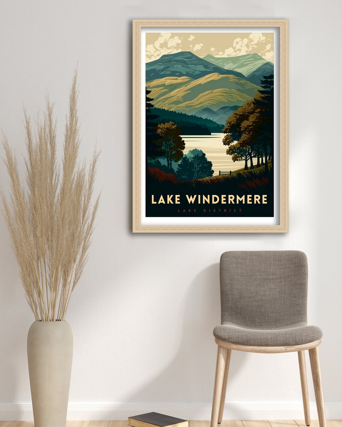 Lake Windermere Lake District Rolling Hills Trees Vintage Style Poster - Image 3