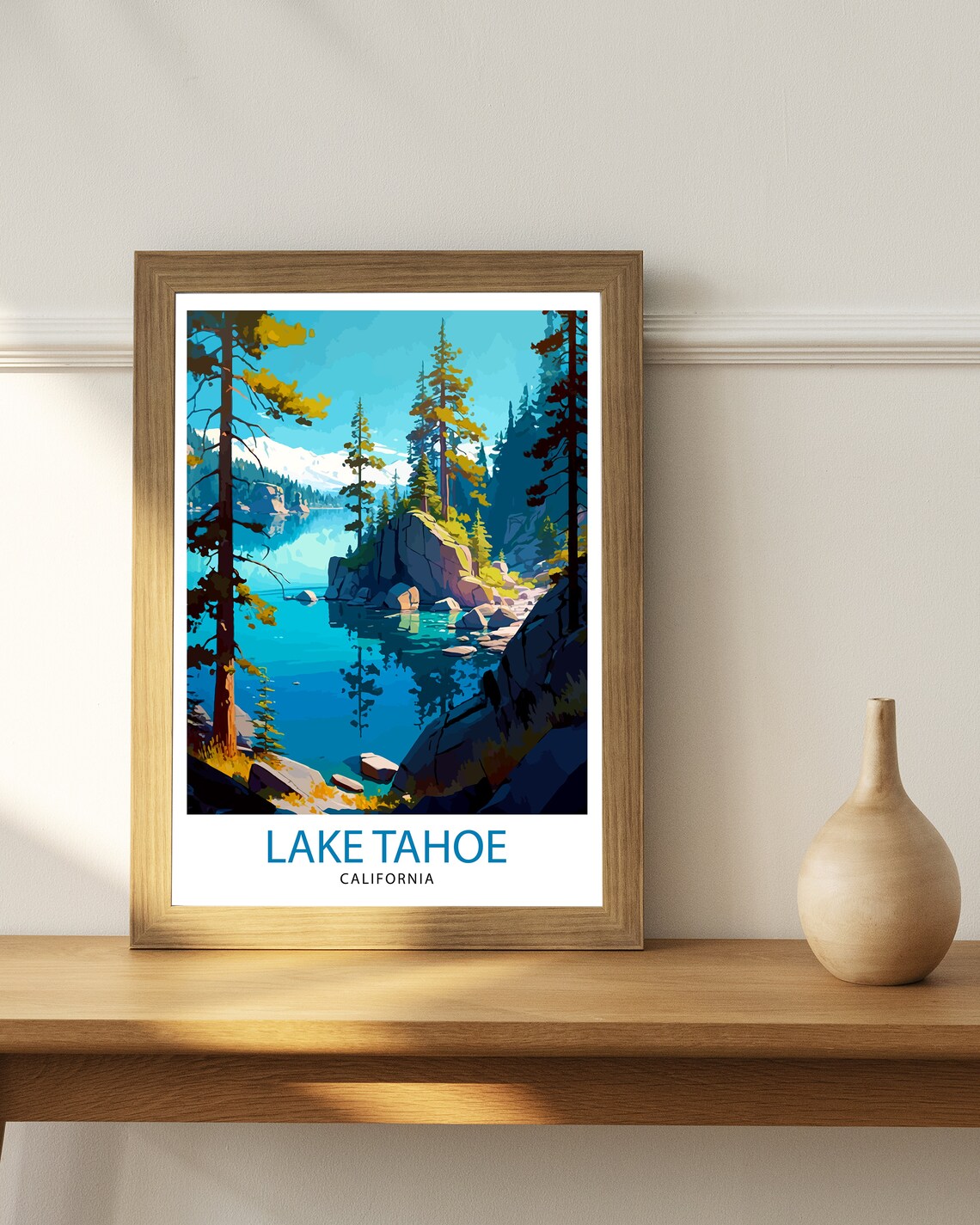 Lake Tahoe California Travel Poster, Home Living Decor - Image 2
