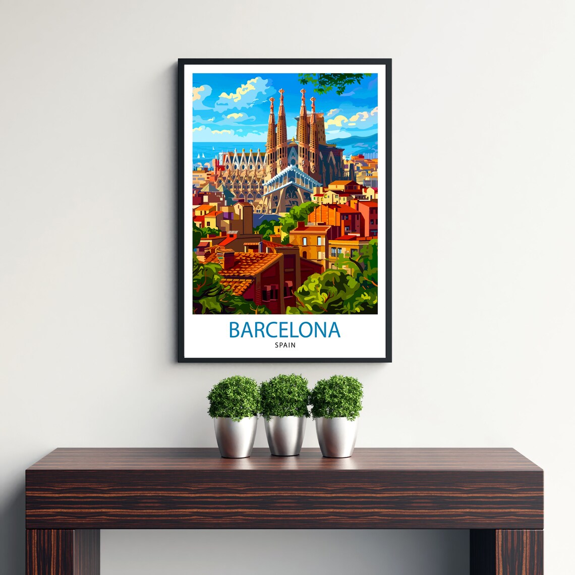 Barcelona Spain Travel Poster, Europe Illustration - Image 3