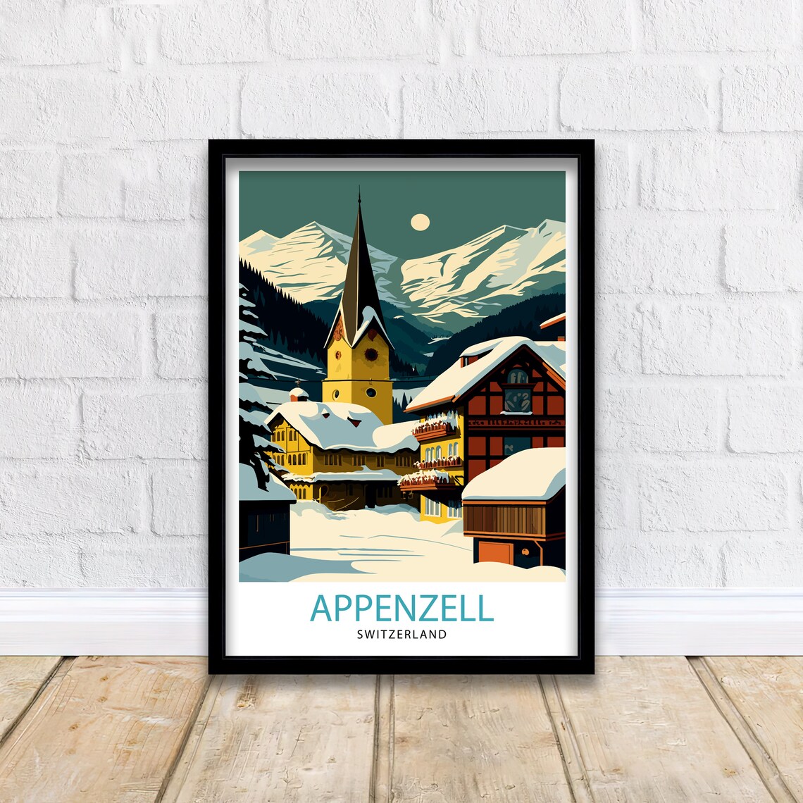 Appenzell Switzerland Snowy Alpine Village Winter Travel Poster - Image 2