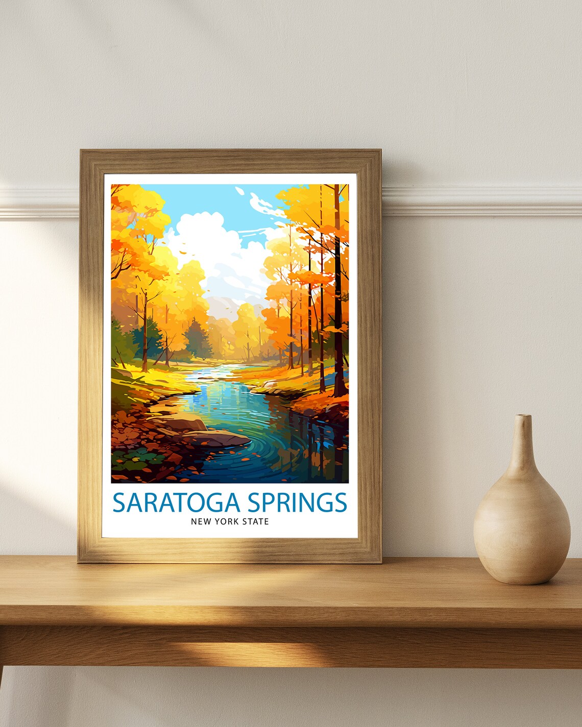Saratoga Springs New York Autumn Forest Stream Landscape Poster - Image 3