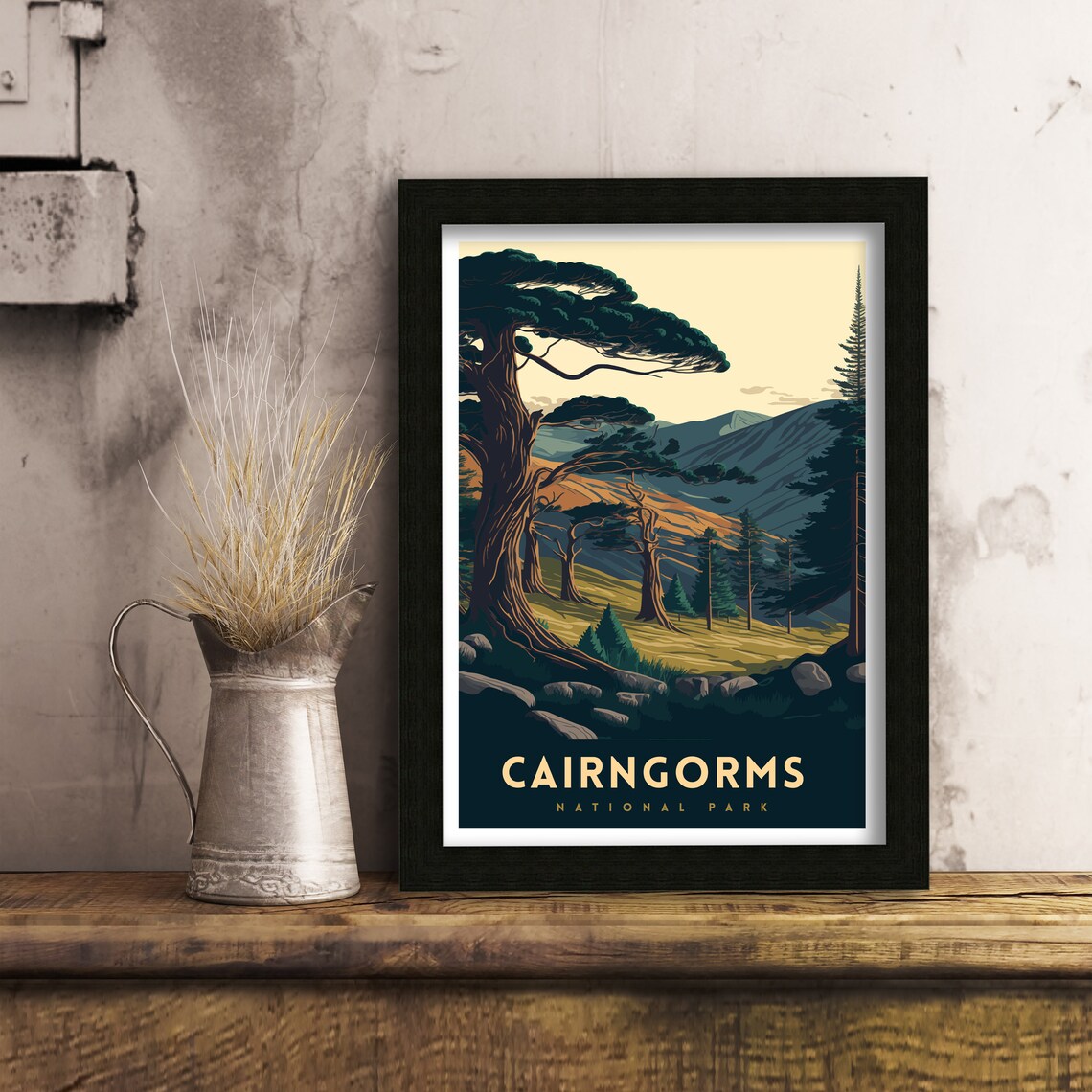 Cairngorms National Park Ancient Pines Mountain Valley Scene Art Poster - Image 2