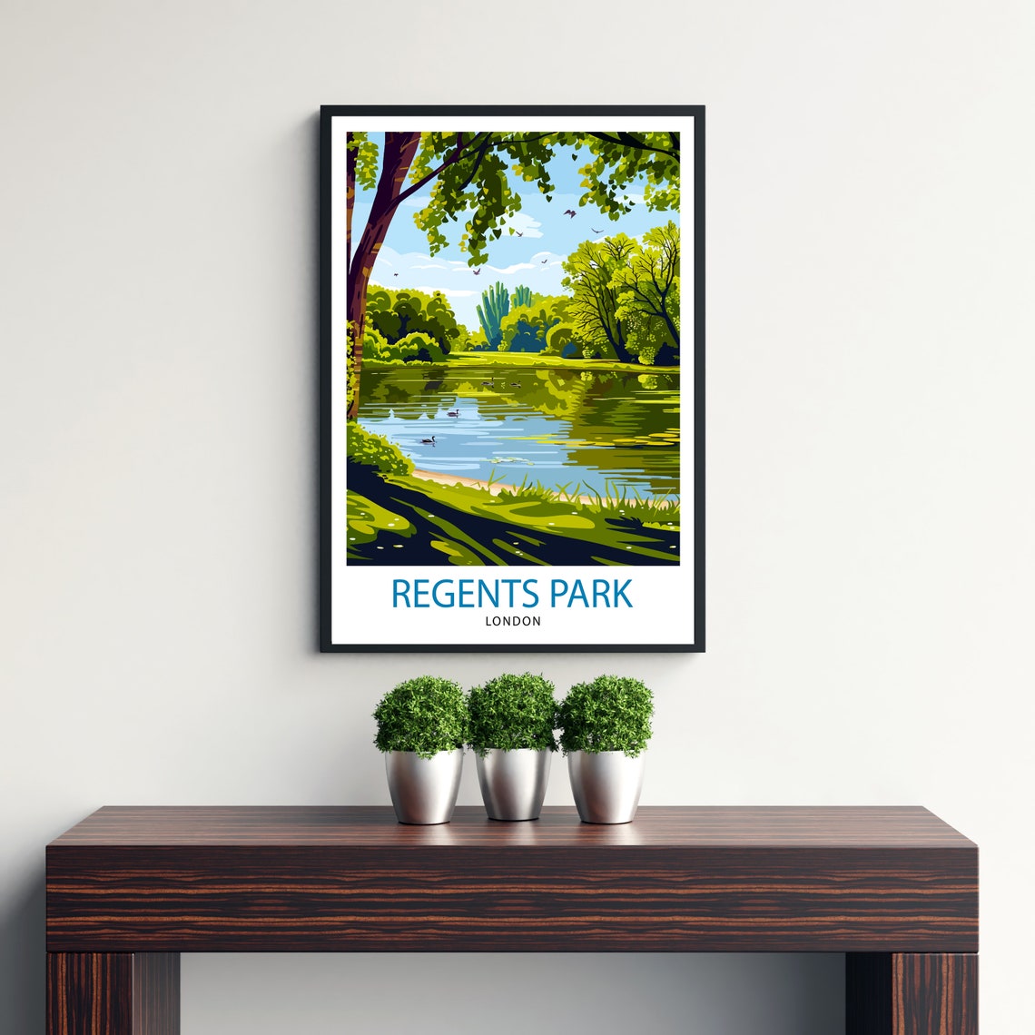 Regents Park London Lake Ducks Green Oasis Travel Beautiful Poster - Image 3