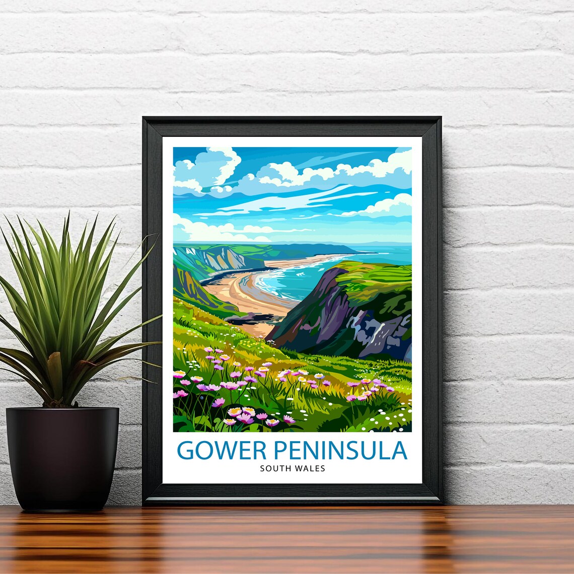 Gower Peninsula Wales Travel Poster, Europe - Image 2