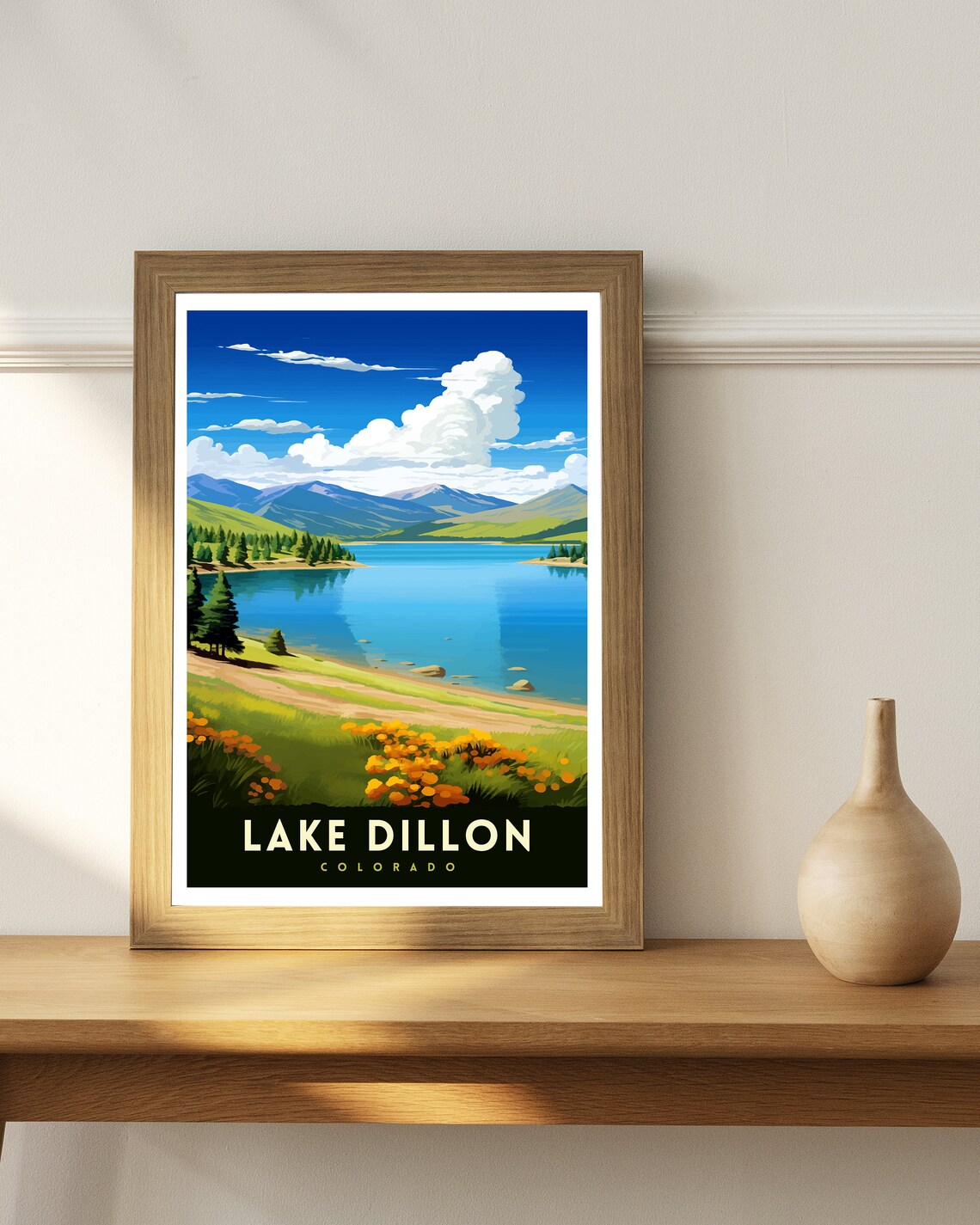Lake Dillon Colorado Mountain Lake Wildflowers Alpine Travel Poster - Image 2