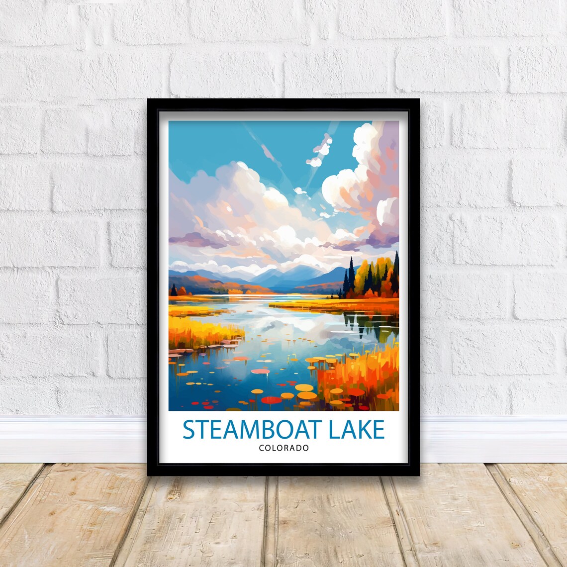 Steamboat Lake Colorado Autumn Lily Pads Golden Sunset Poster - Image 2