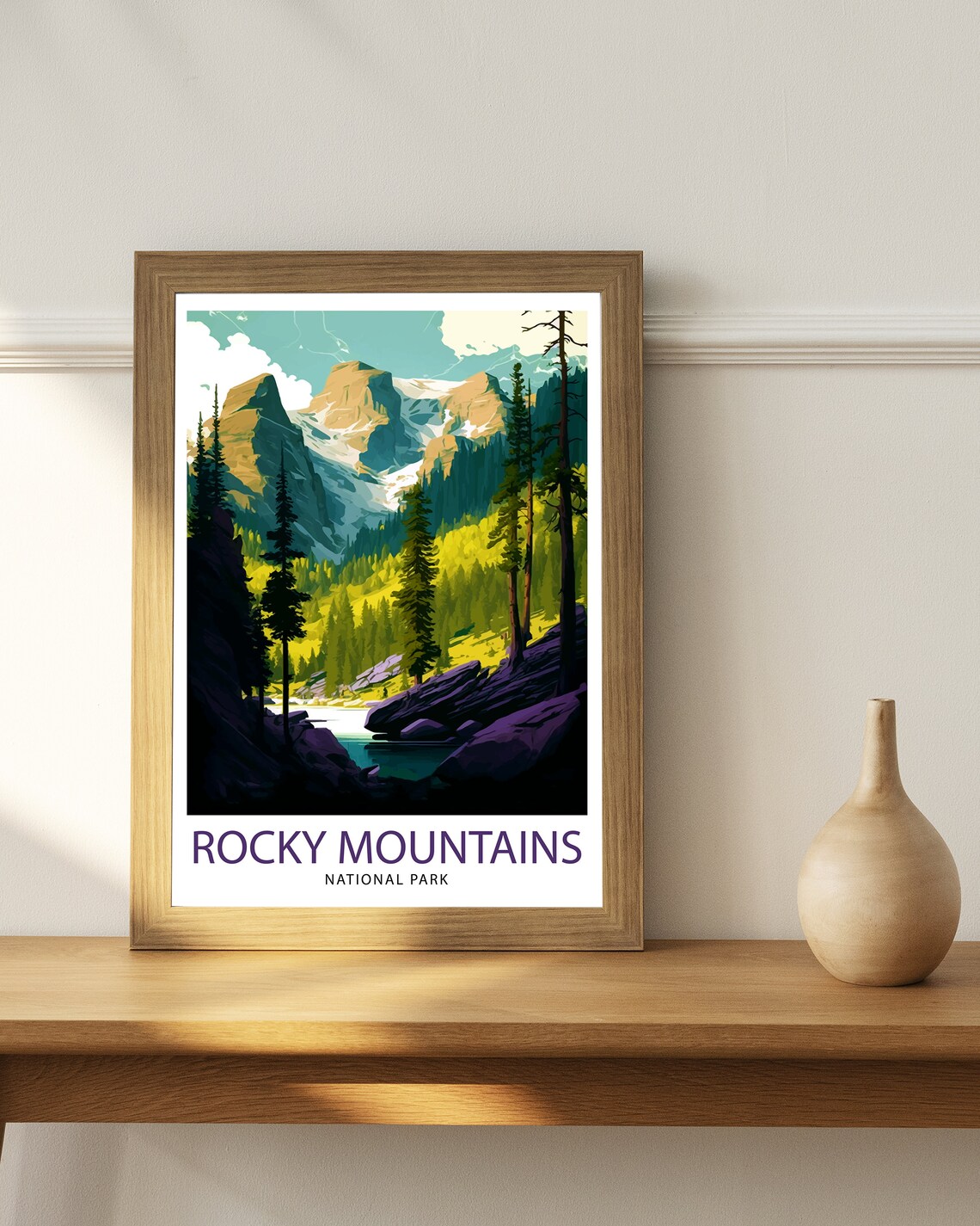 Rocky Mountains National Park Peaks Pines Lake Vintage Travel Poster - Image 3
