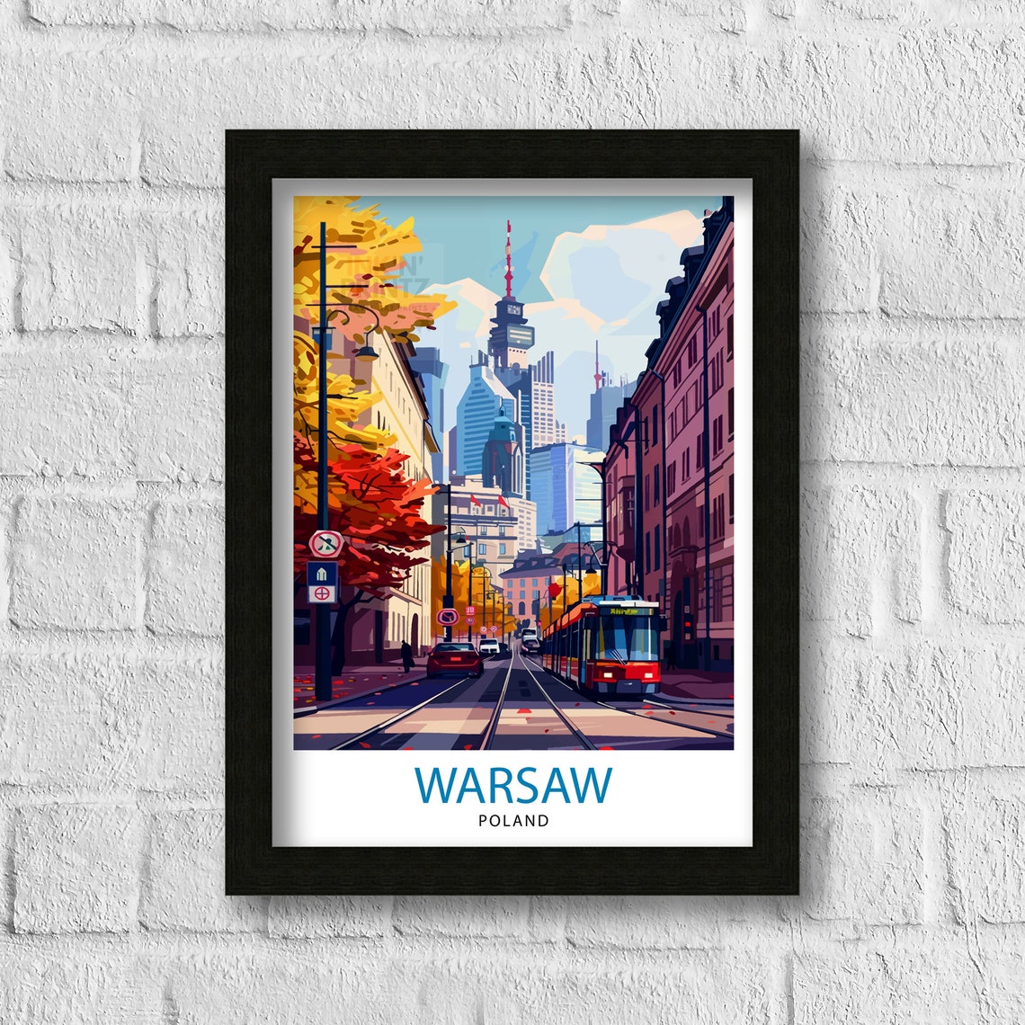 Warsaw Poland Travel Poster Historic City Art Vistula River View Print Polish Capital Wall Decor European Culture Illustration Architectural - Image 3