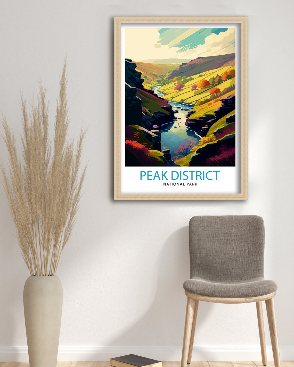 Peak District National Park Colorful Valley River Art Poster - Image 3