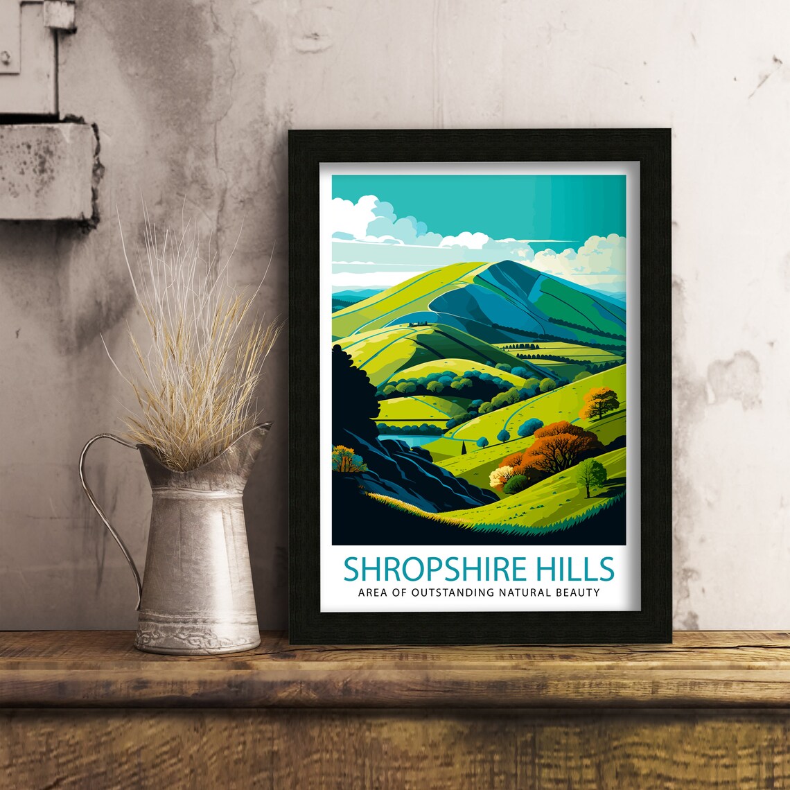 Shropshire Hills Travel Poster, Shropshire Home Decor - Image 3