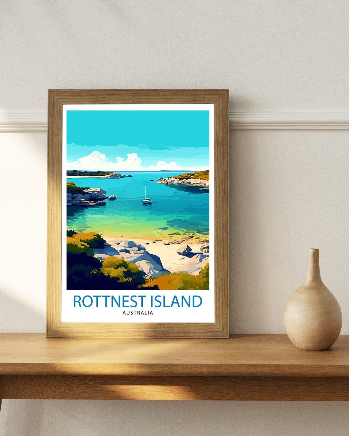 Rottnest Island Australia Turquoise Bay Sailboat Beach Travel Poster - Image 3