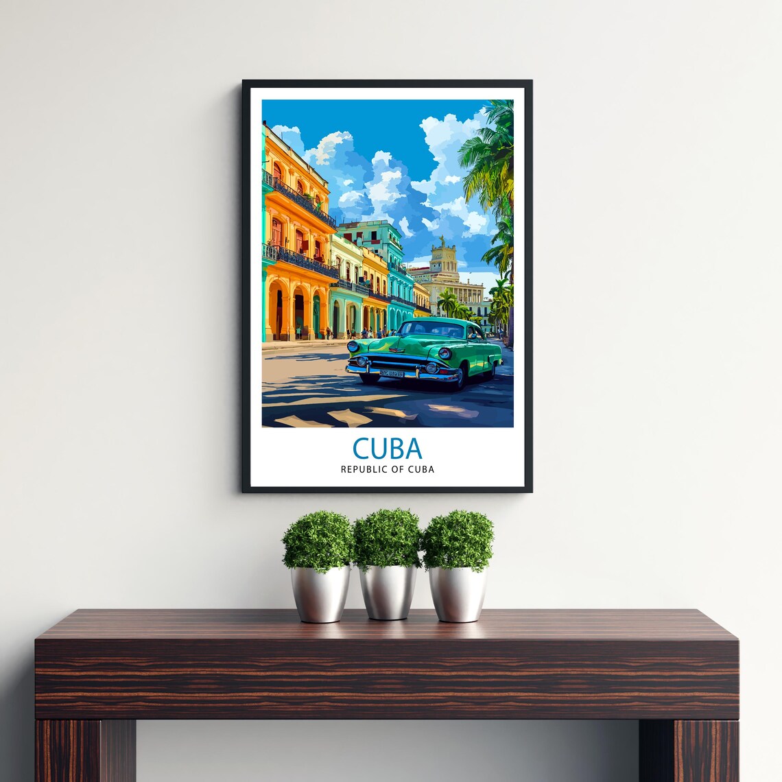 Cuba Havana Street Classic Car Colorful Old Town Travel Poster - Image 3