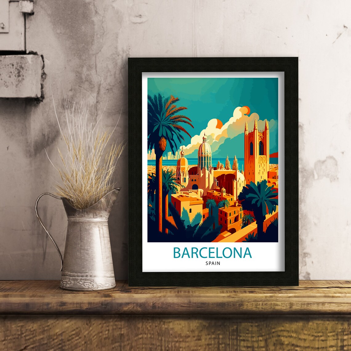 Barcelona Spain Illustration Travel Poster - Image 3