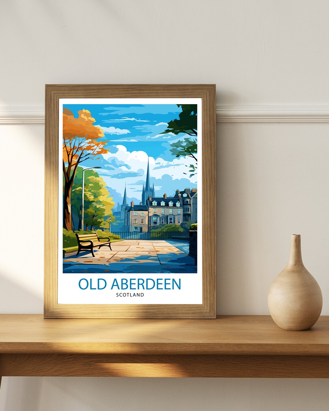 Old Aberdeen Scotland Historic Park Square Spires Travel Poster - Image 2
