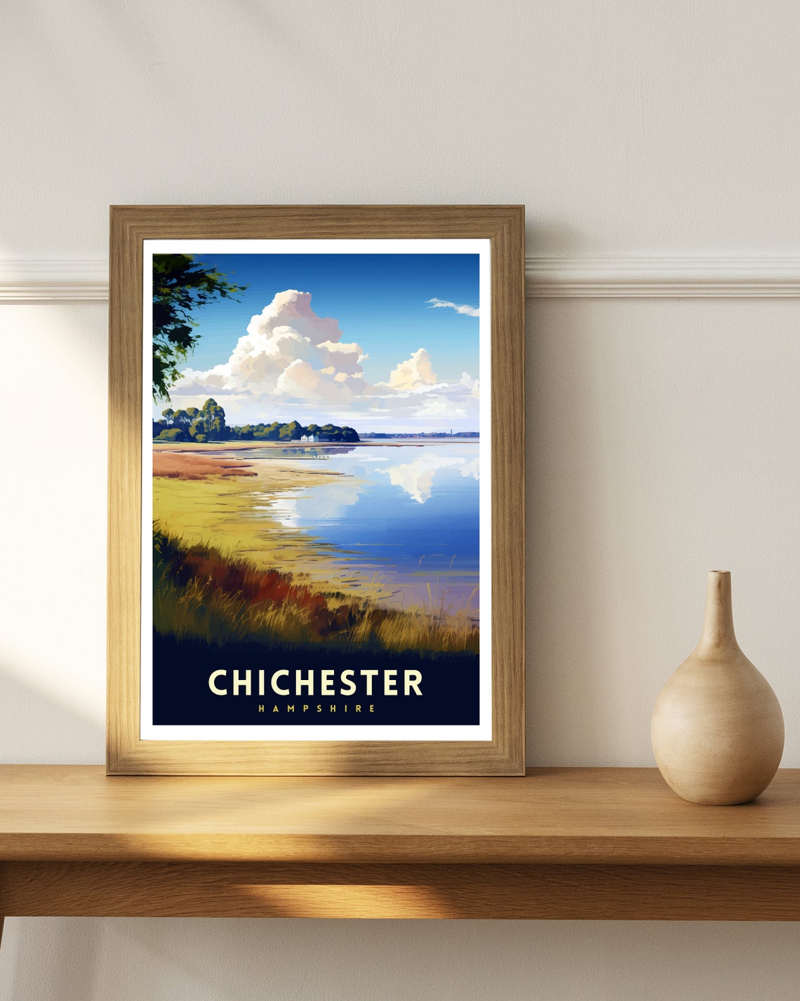 Chichester Hampshire Sunset Shoreline Cloud Illustration Poster - Image 2