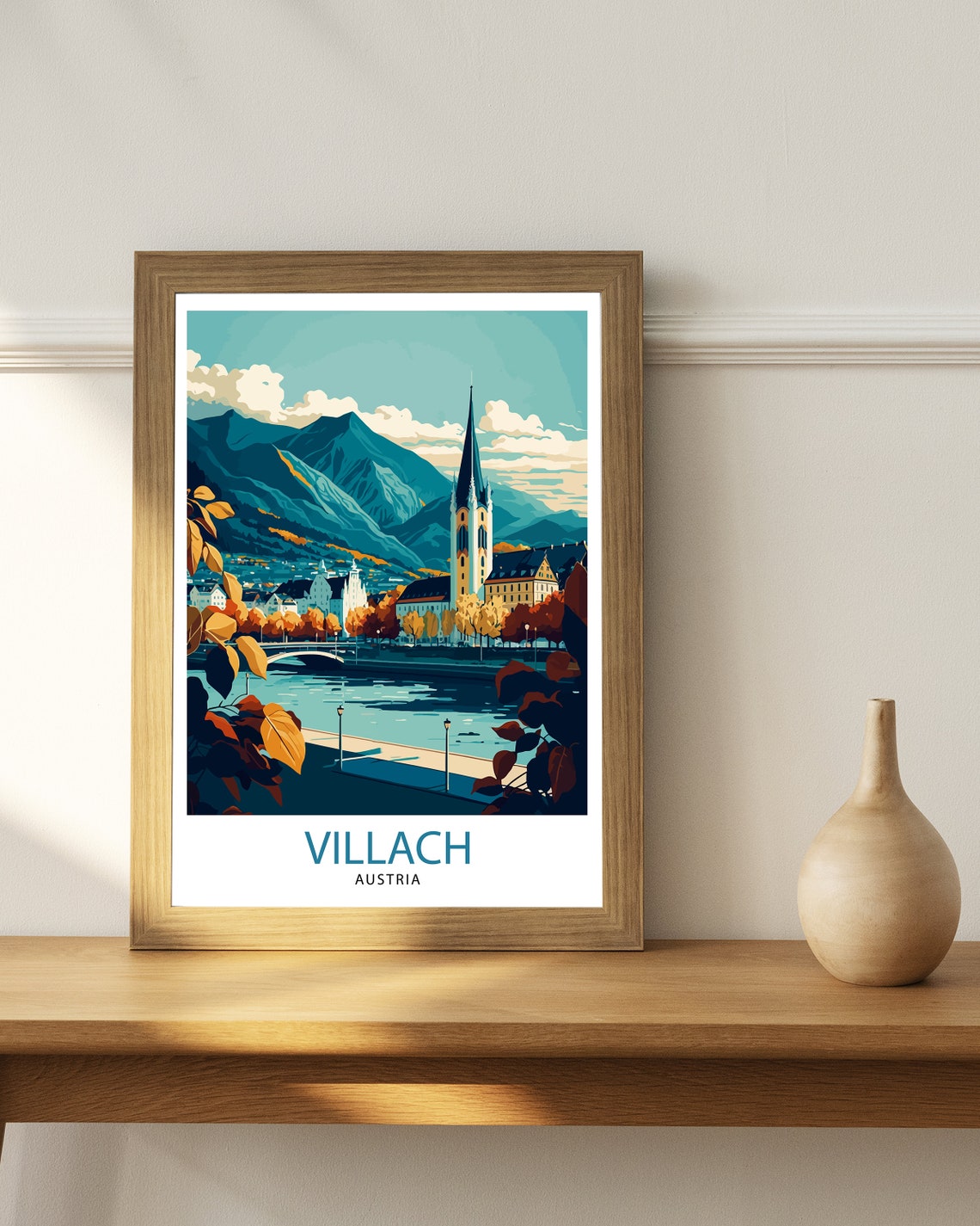 Villach Austria Travel Print Villach Wall Decor Villach Home Living Decor Villach Austria Illustration Travel Poster Gift For Villach - Image 3