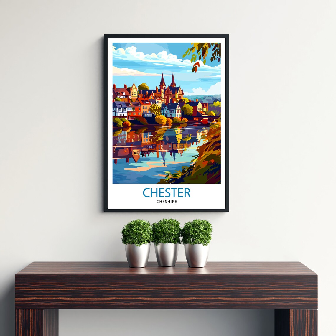 Chester England Travel Poster, UK City Wall Decor - Image 3