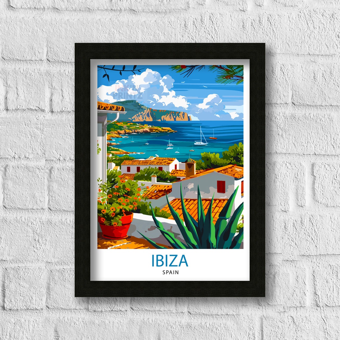 Ibiza Travel Print Ibiza Wall Art Ibiza Home Decor Ibiza Illustration Travel Poster Gift For Ibiza Lovers Spain Travel Print - Image 3
