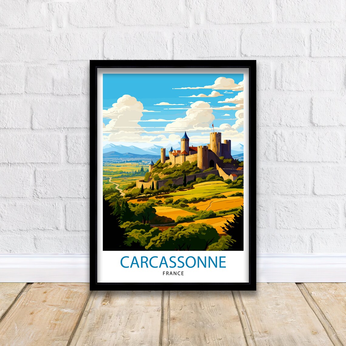 Carcassonne France Medieval Fortress Castle Hill Travel Poster - Image 2