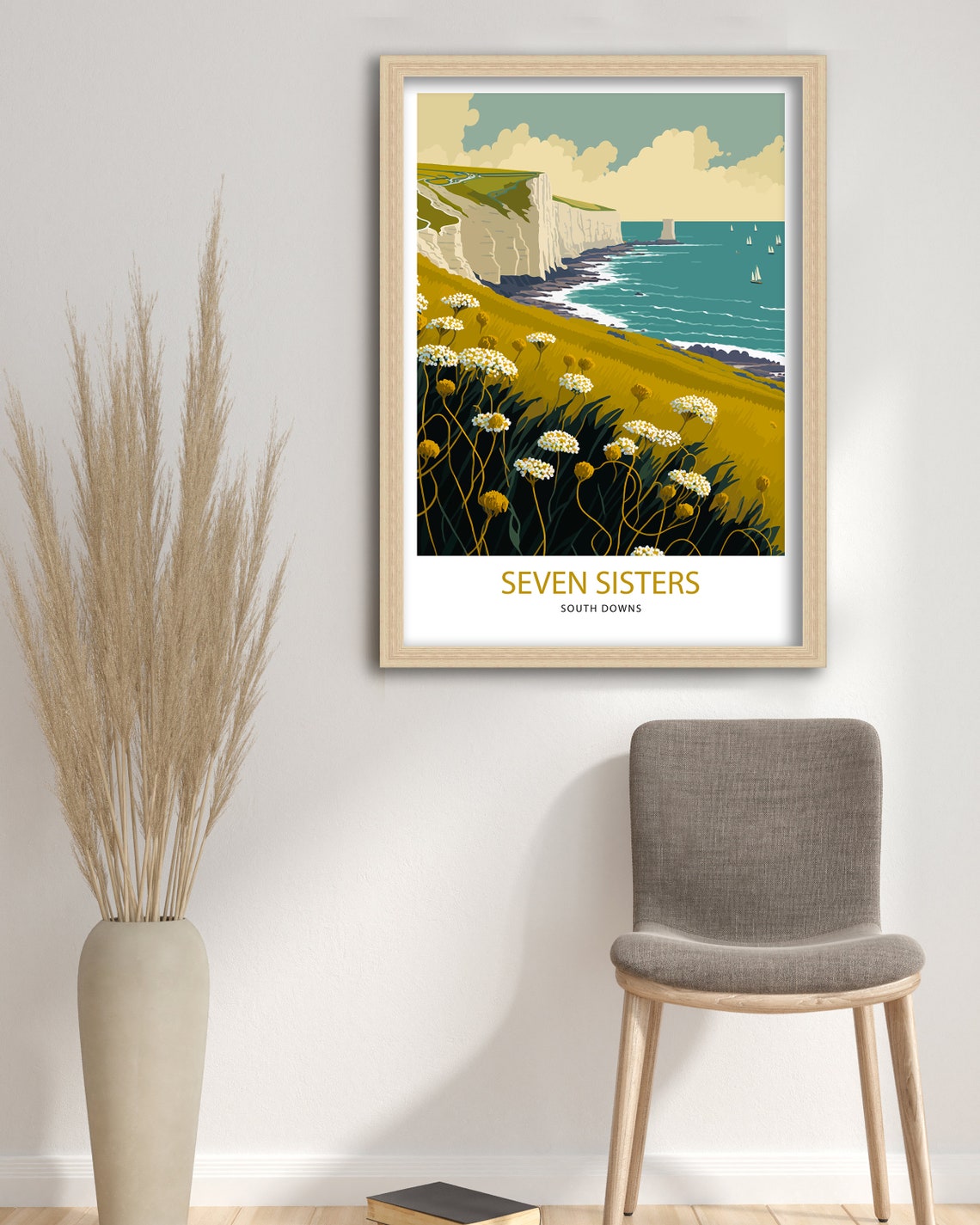Seven Sisters Travel Print East Sussex Print Seven Sisters Print Seven Sisters Cliffs Wall Art Sussex Seven Sisters Art - Image 3
