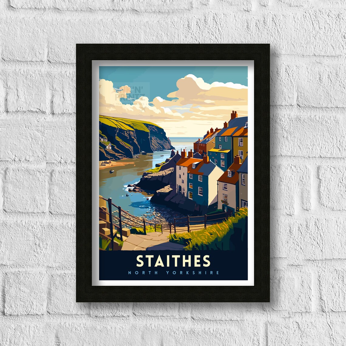 Staithes North Yorkshire Fishing Village Seaside Cove Travel Poster - Image 3