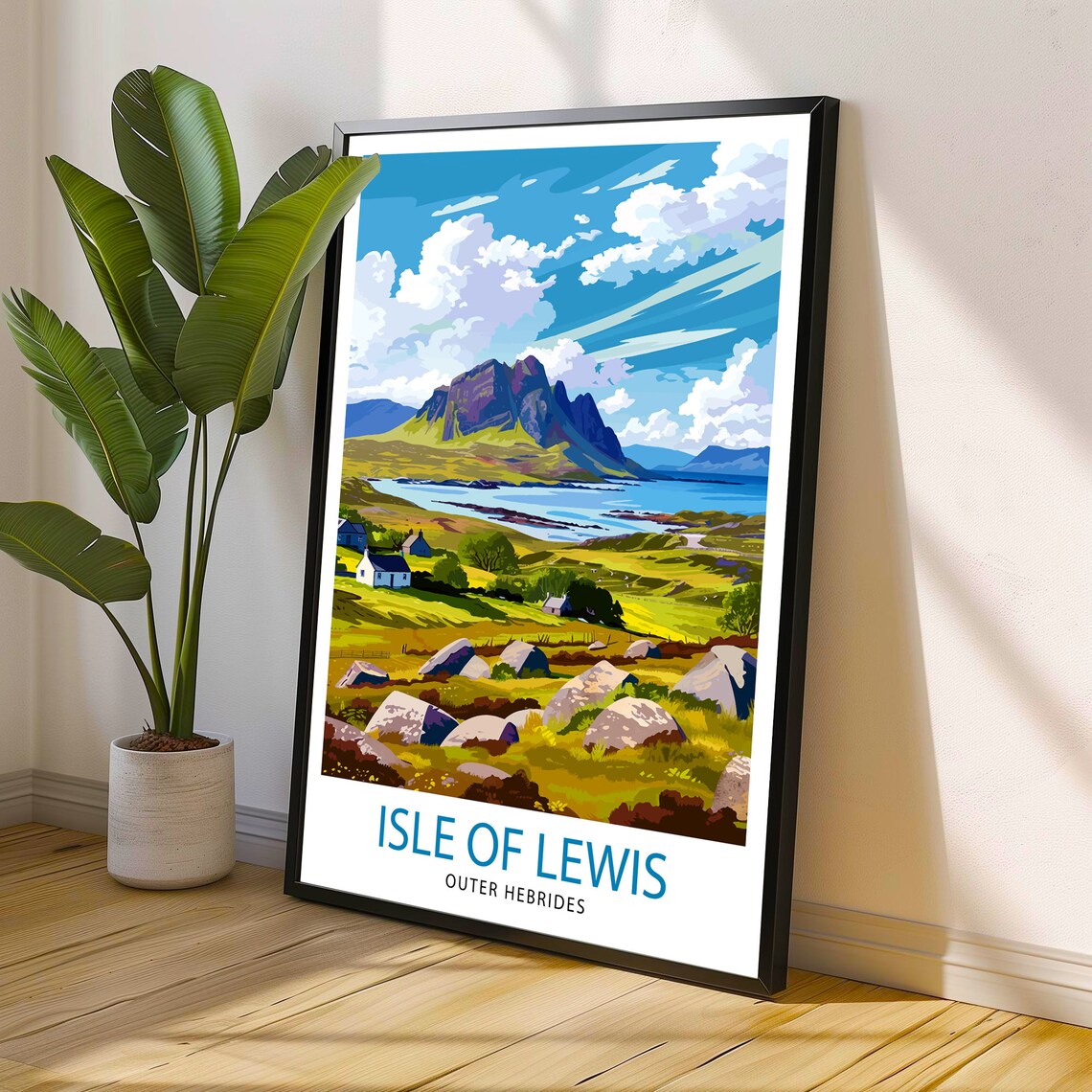 Isle Of Lewis Travel Print Lewis Wall Decor Lewis Home Living Decor Lewis Illustration Travel Poster Gift For Isle Of Lewis Lewis Home Decor - Image 2