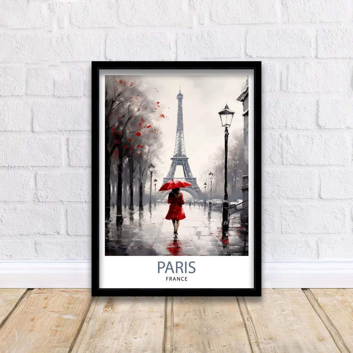 Paris France Travel Print Paris Wall Art Eiffel Tower Art France Travel Poster Paris Home Decor French Illustration Parisian Art Print - Image 2