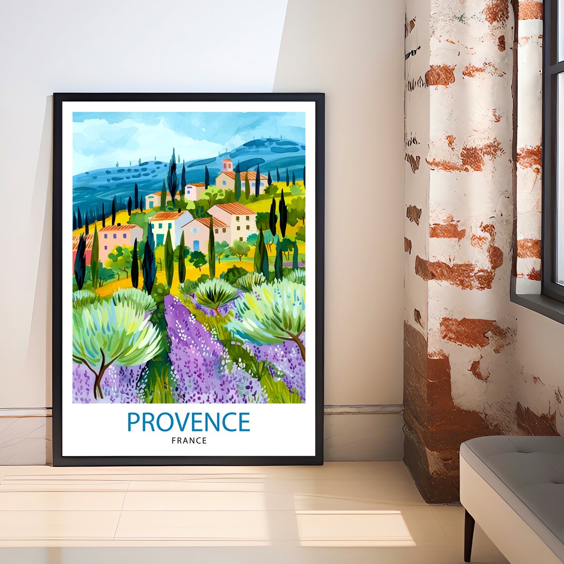 Provence France Travel Poster Lavender Fields Village Cypress Art - Image 2