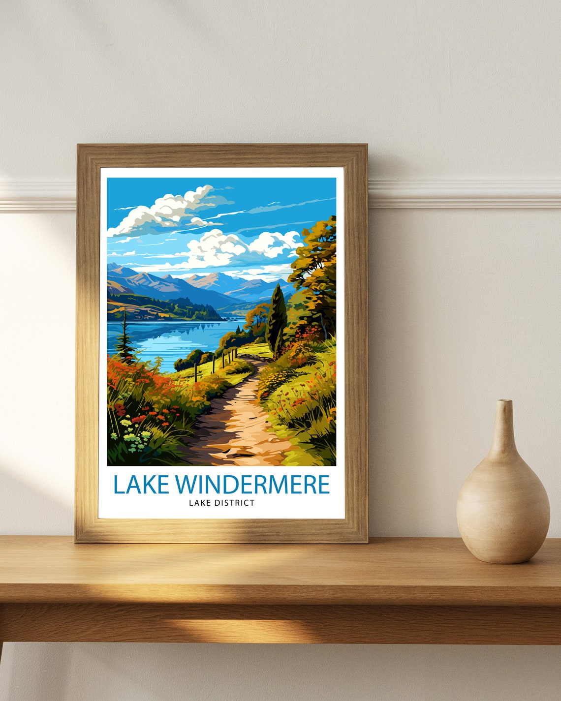 Lake Windermere Lake District Summer Lakeside Path Flowers Poster - Image 2