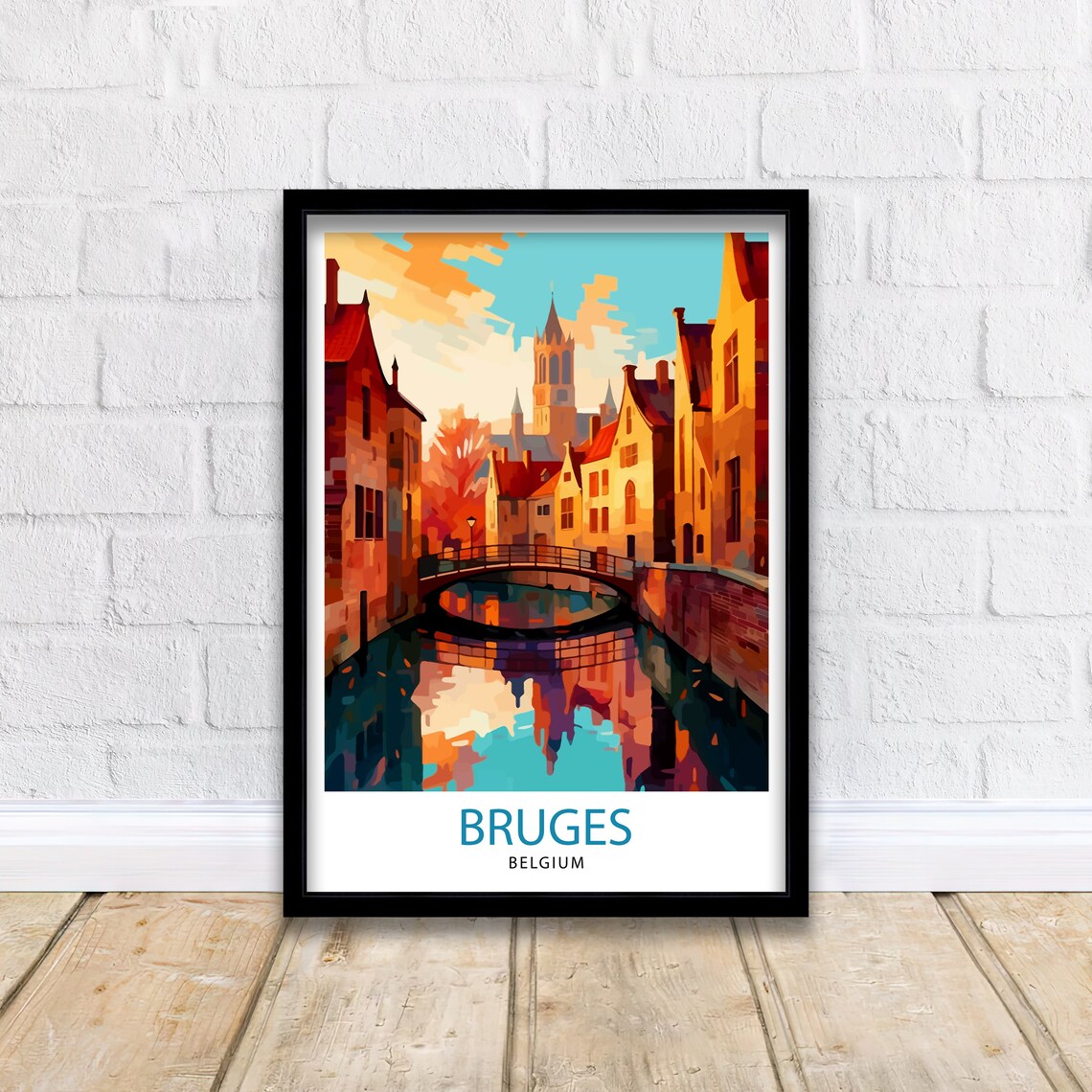 Bruges Belgium Travel Poster, Europe Wall Decor - Image 2