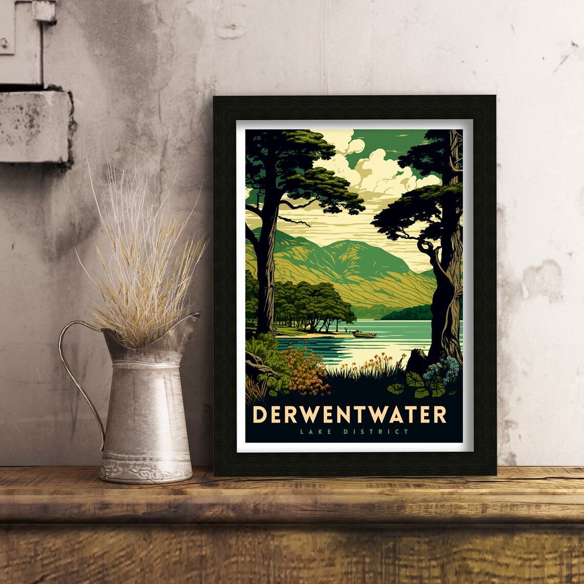 Derwentwater Lake District Travel Poster - Image 3