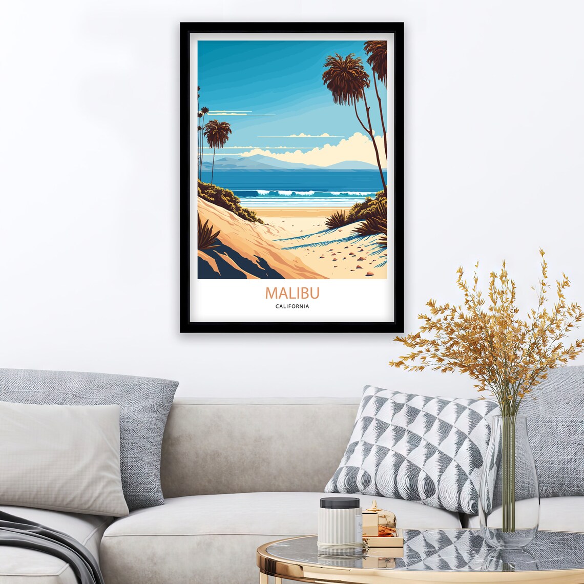 Malibu Travel Poster, California Coastal Place - Image 2