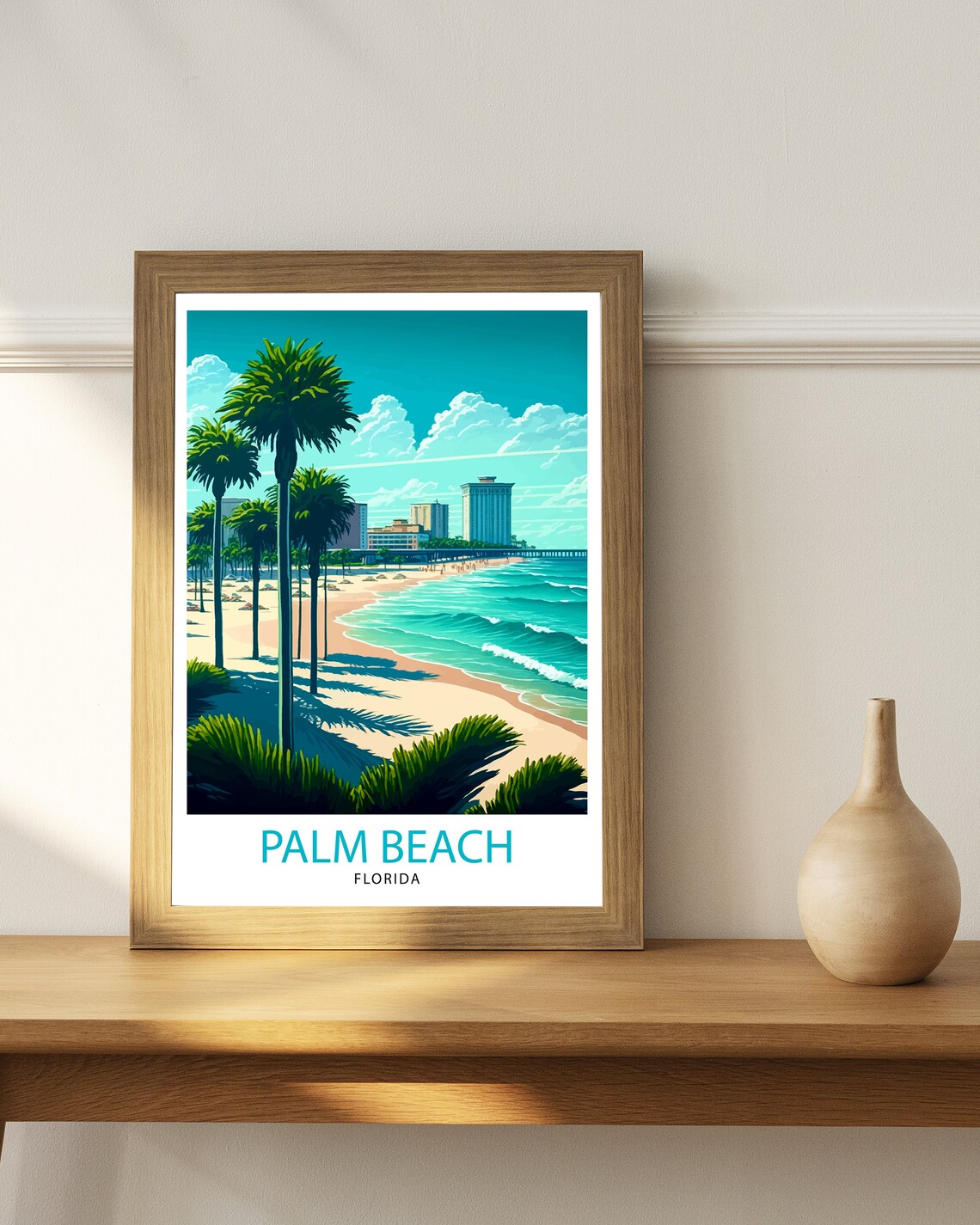 Palm Beach Florida Tropical Shoreline Palms Vintage Travel Poster - Image 3