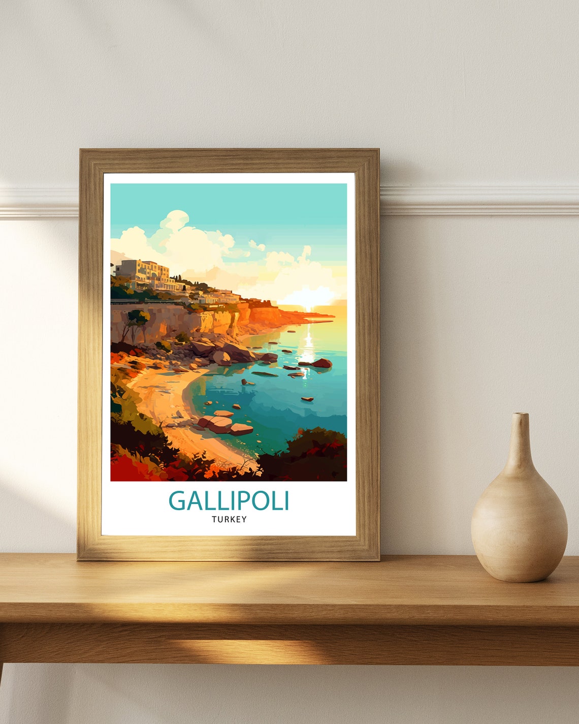 Gallipoli Turkey Sunset Coast Cliffs Beach Vintage Travel Poster - Image 3