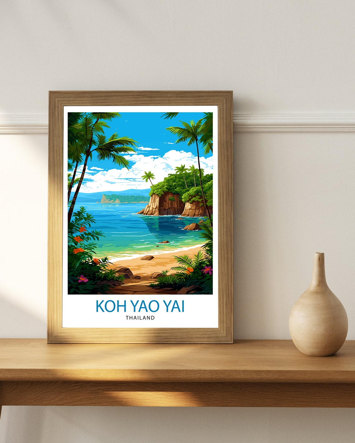 Koh Yao Yai Thailand Travel Print Tropical Wall Decor Koh Yao Yai Island Poster Thailand Travel Prints Beach Art Print Island Illustration - Image 2