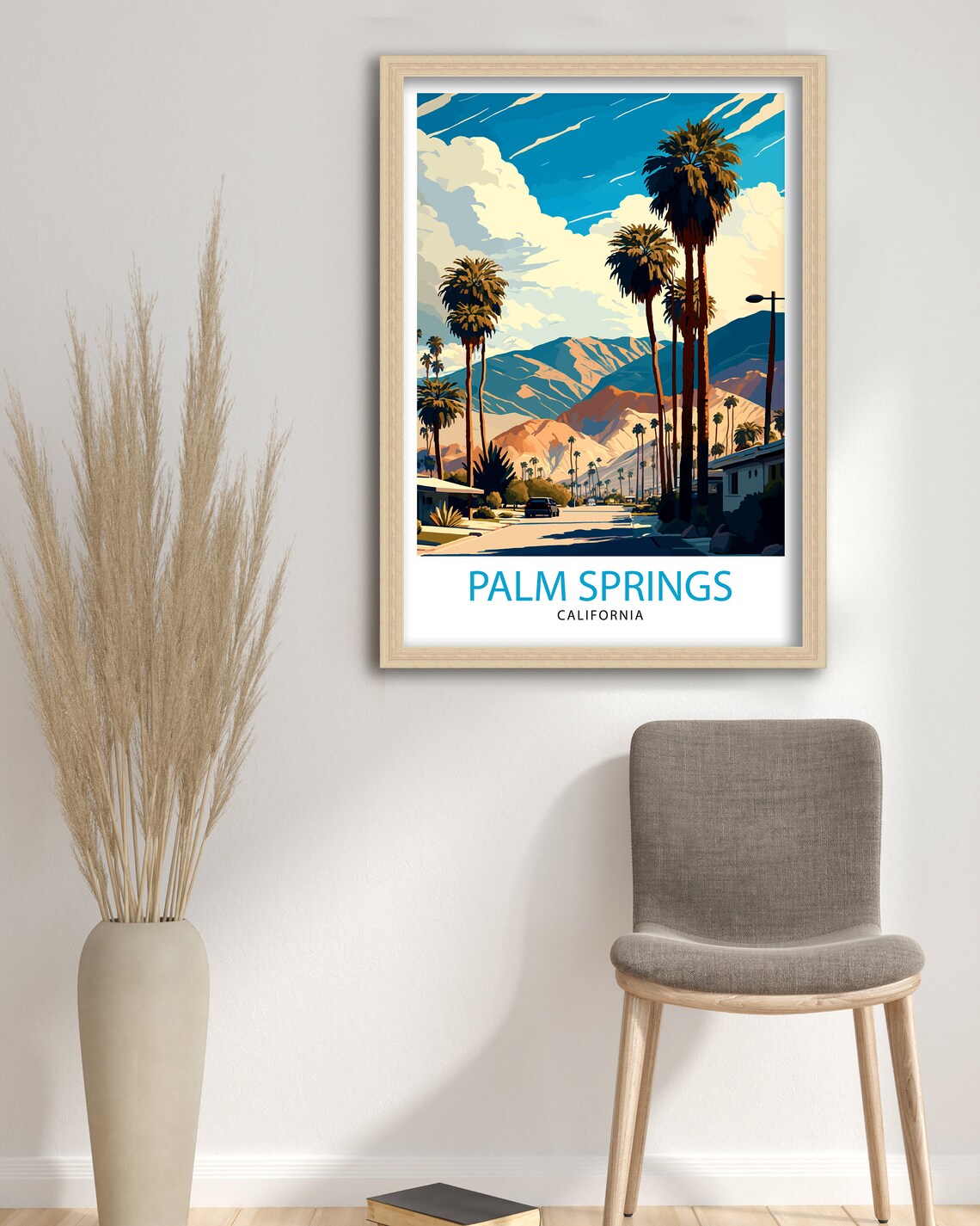 Palm Springs California Desert Palms Mountain Retro Travel Poster - Image 3