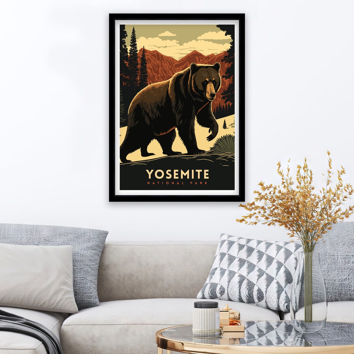 Yosemite National Park Bear Mountain Pine Forest Wildlife Poster - Image 2