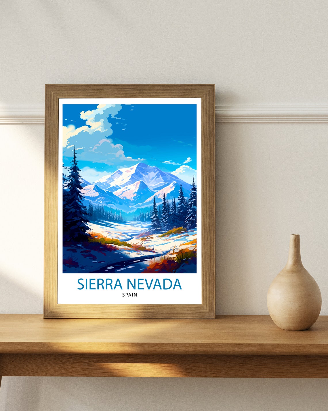 Sierra Nevada Spain Snow Capped Peaks Pine Forest Travel Poster - Image 3